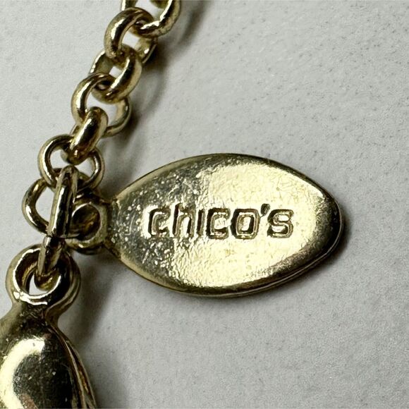 Chicos Gold Tone Rhinestone Studded Collar Statement Necklace 20" ✨ - Picture 3 of 14